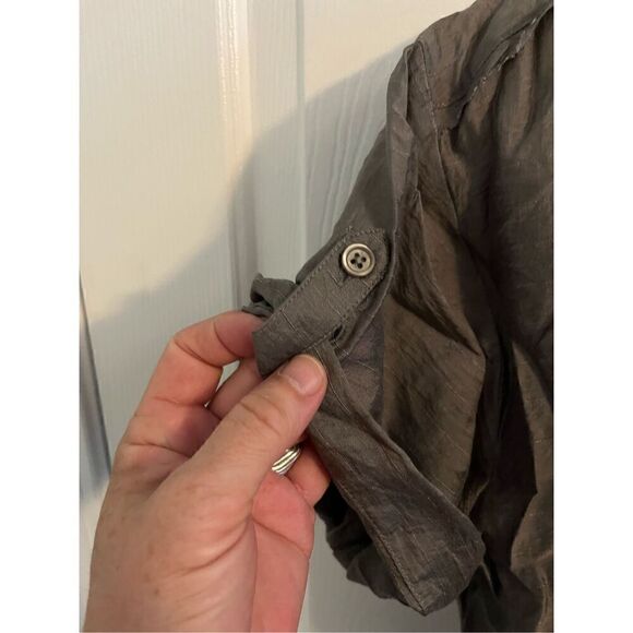 LOFT Boho Shiny Sheer Light Gray Top. Size Small - Picture 6 of 8